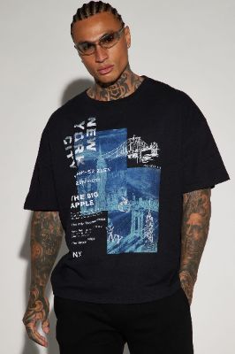 New York City The Big Apple Oversized Short Sleeve Tee - Black sold by Fashion Nova