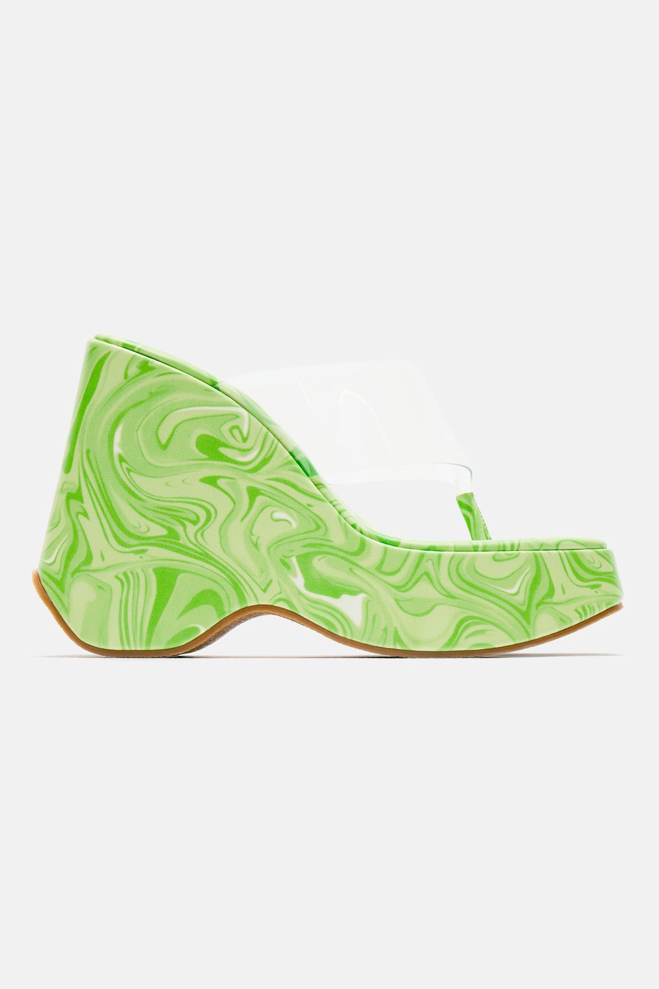 Never Too Extra Platform Wedges - Green/combo sold by Fashion Nova
