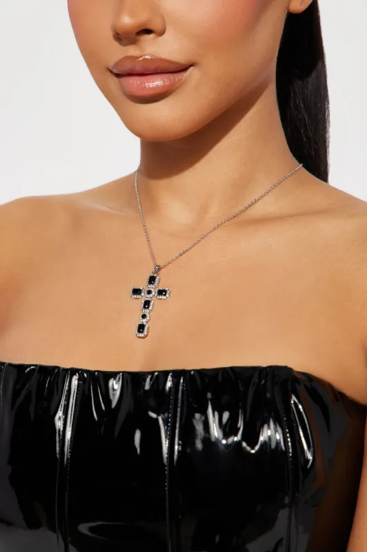 Truly Divine Necklace - Silver/Black sold by Fashion Nova