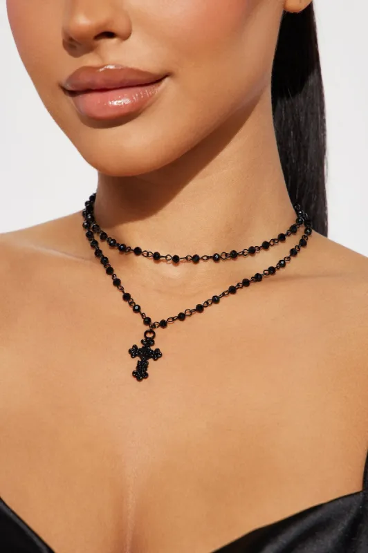 Heavenly Divine Layered Necklace - Black sold by Fashion Nova