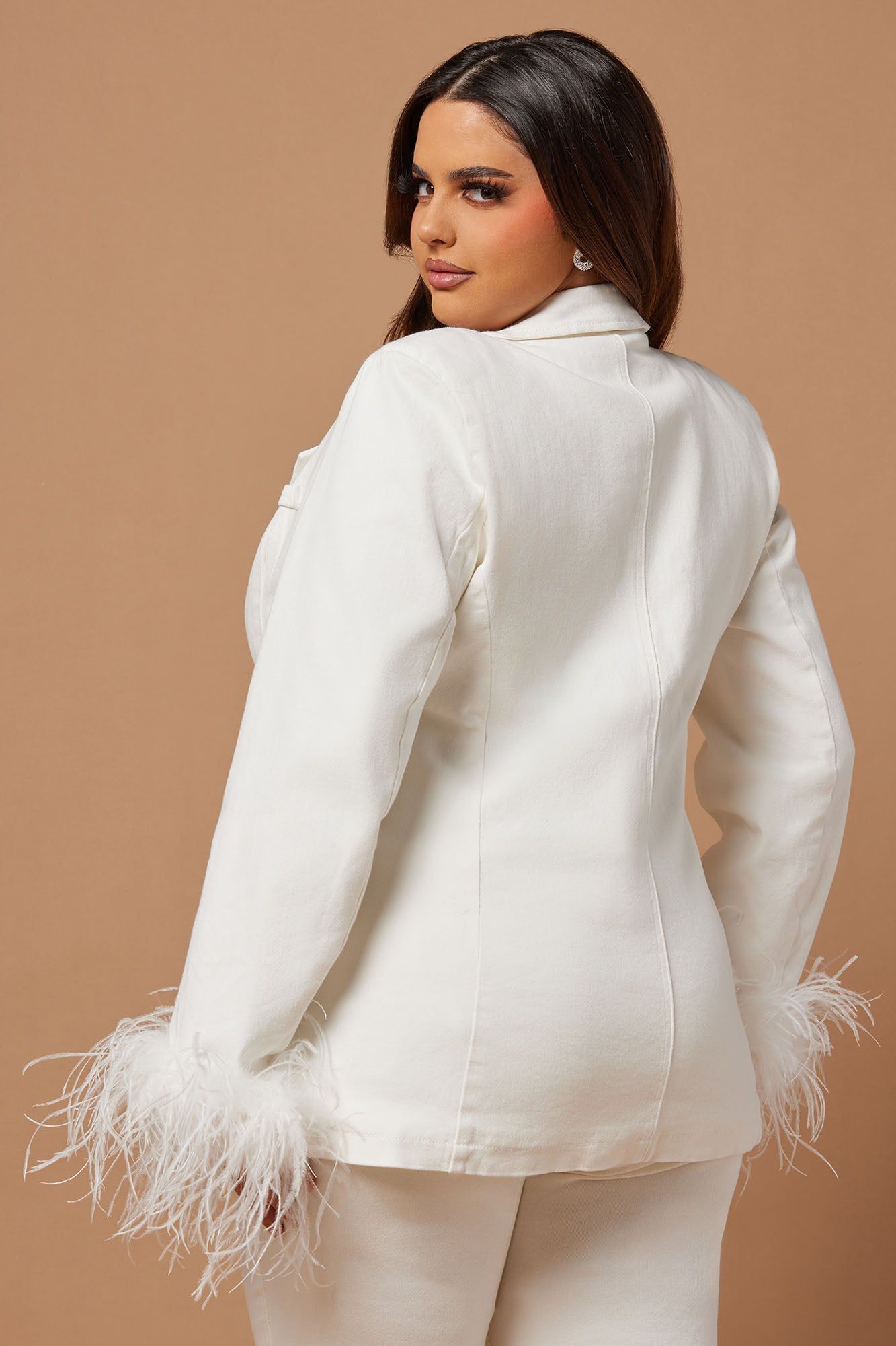 Evianna Feathered Blazer - White sold by Fashion Nova product image thumbnail 7