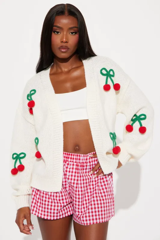 Juicy And Sweet Cherry Cardigan - Red/combo sold by Fashion Nova