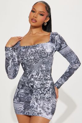 Lilian Mini Dress - Grey sold by Fashion Nova