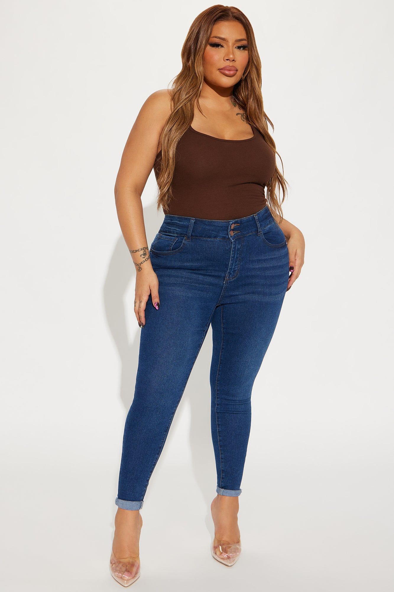 A Real Hot Topic Stretch Skinny Jeans - Dark Wash sold by Fashion Nova