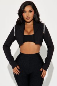 All About The Details Cropped Blazer - Black sold by Fashion Nova