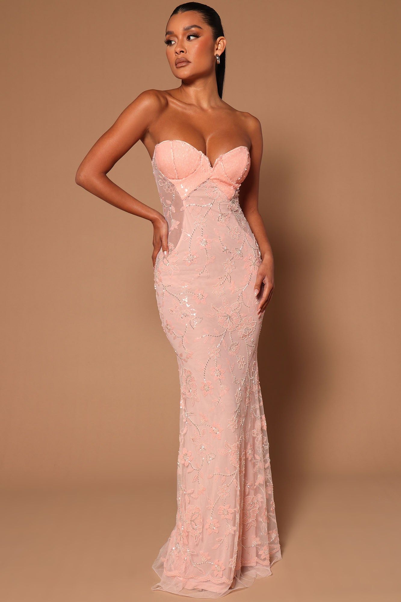 Hollywood Forever Embellished Maxi Dress - Blush sold by Fashion Nova