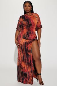 Malikai Tie Dye Maxi Dress - Rust sold by Fashion Nova