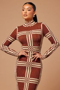 Claudia Knit Maxi Dress - Cognac sold by Fashion Nova