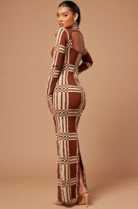 Claudia Knit Maxi Dress - Cognac sold by Fashion Nova