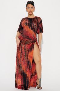 Malikai Tie Dye Maxi Dress - Rust sold by Fashion Nova