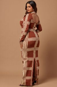 Claudia Knit Maxi Dress - Cognac sold by Fashion Nova