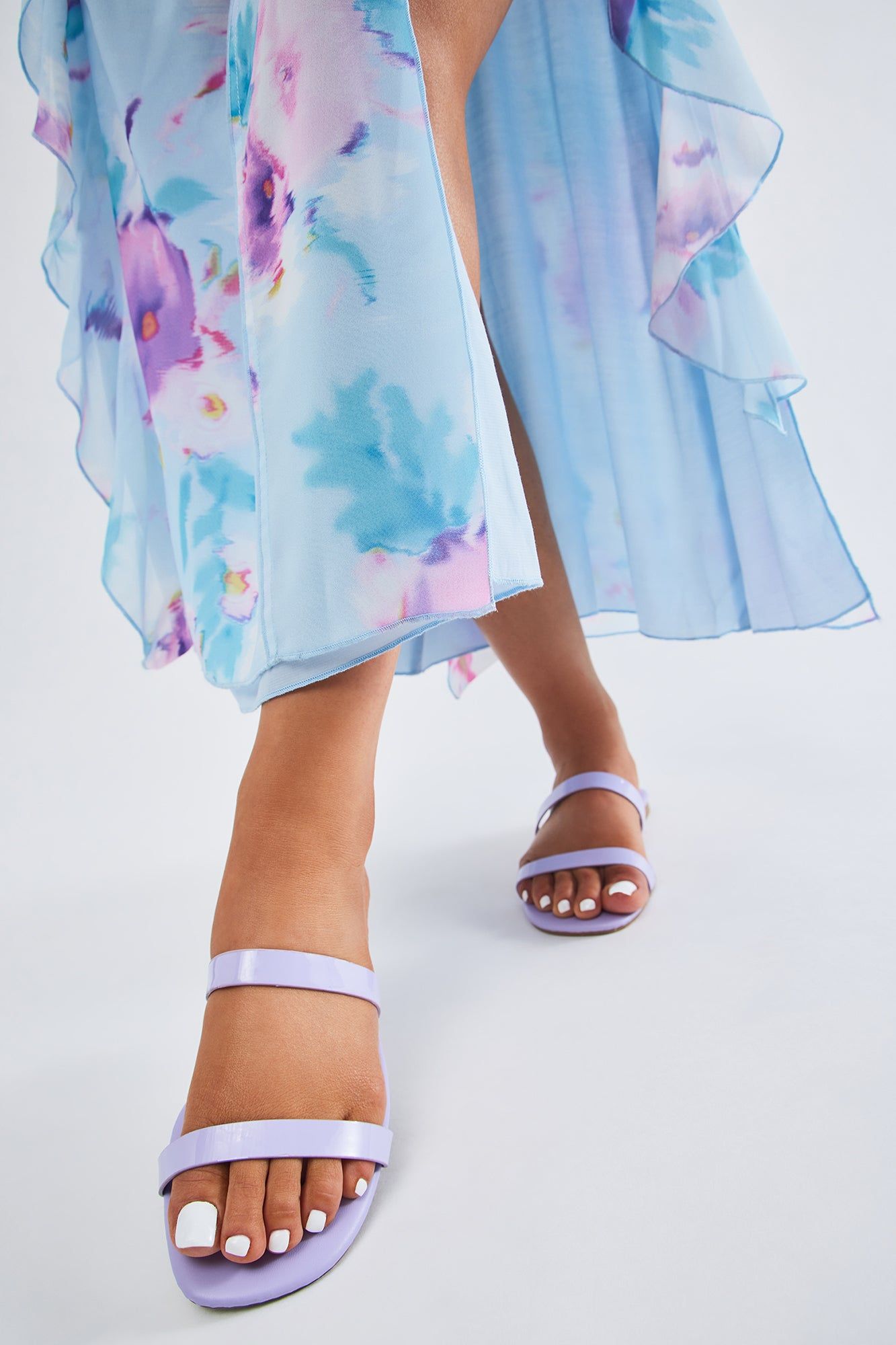 Nikkie Flat Sandals - Lavender sold by Fashion Nova