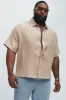 Blexy Pleated Shirt - Tan sold by Fashion Nova