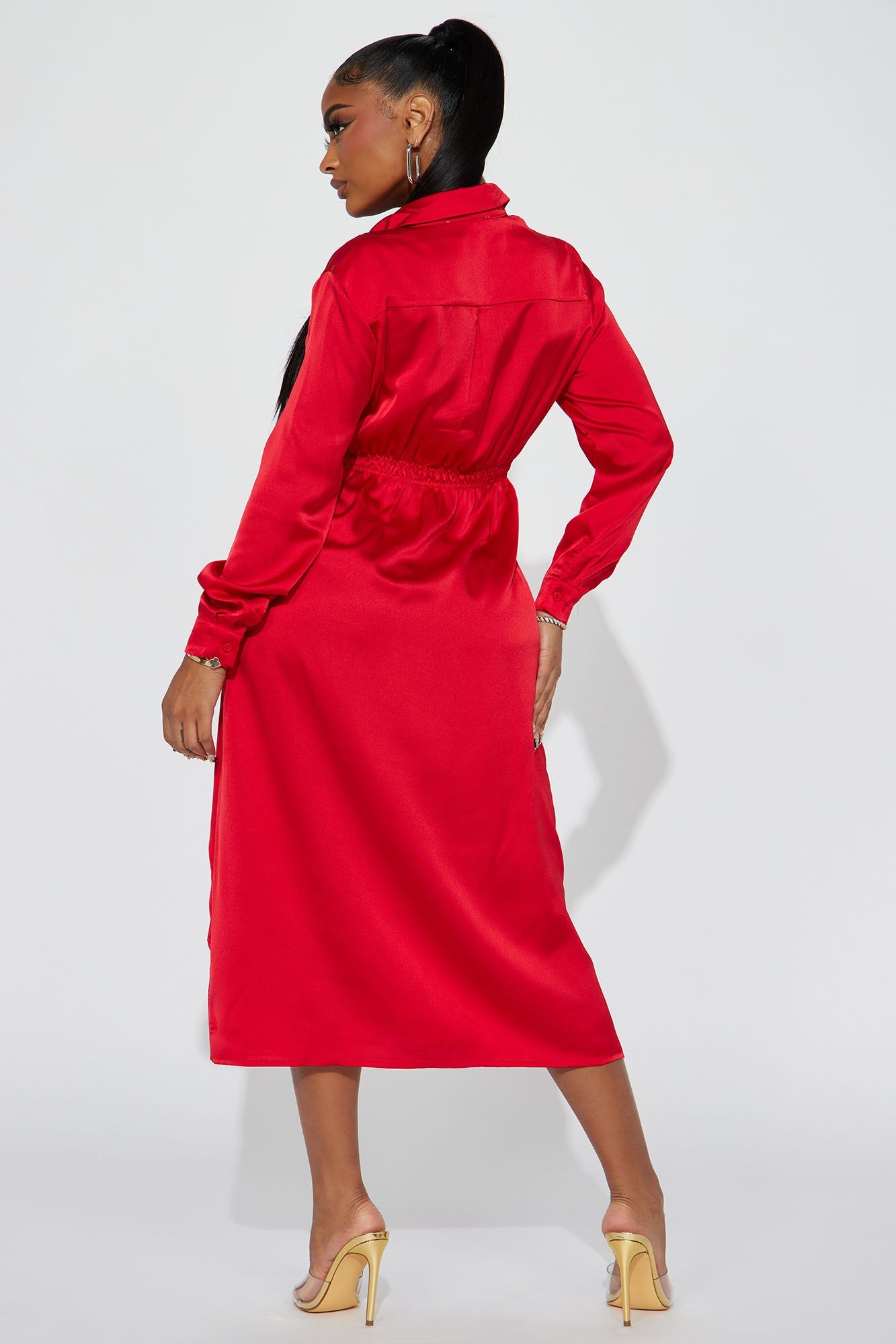 Isabella Satin Midi Dress - Red sold by Fashion Nova product image thumbnail 3