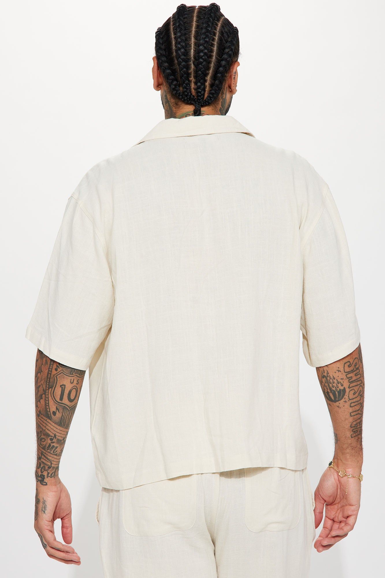 Solid Textured Linen Button Up Shirt - Cream sold by Fashion Nova product image thumbnail 3