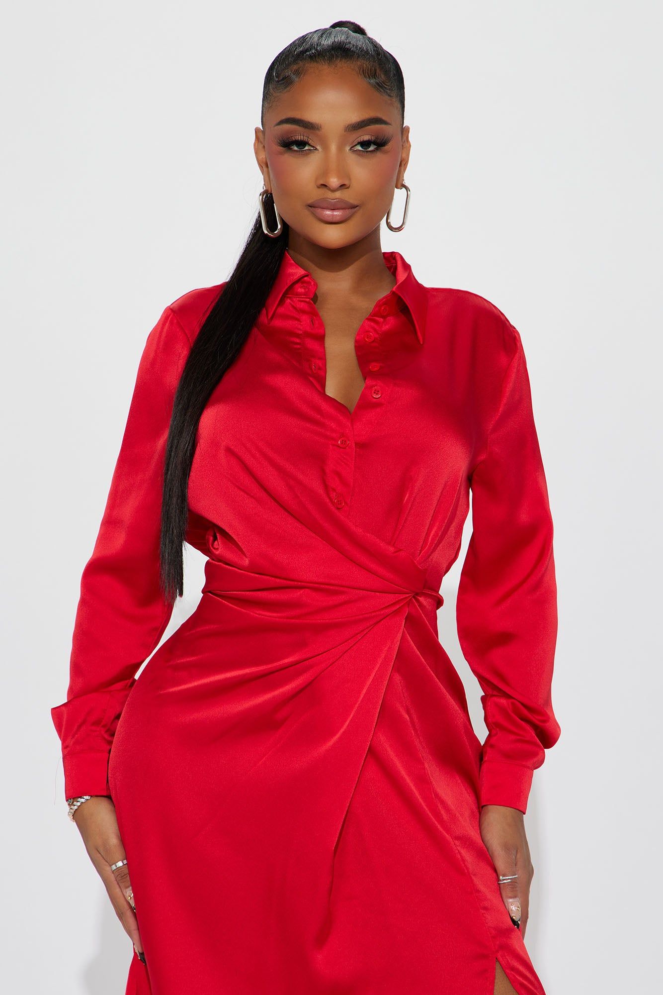 Isabella Satin Midi Dress - Red sold by Fashion Nova product image thumbnail 2
