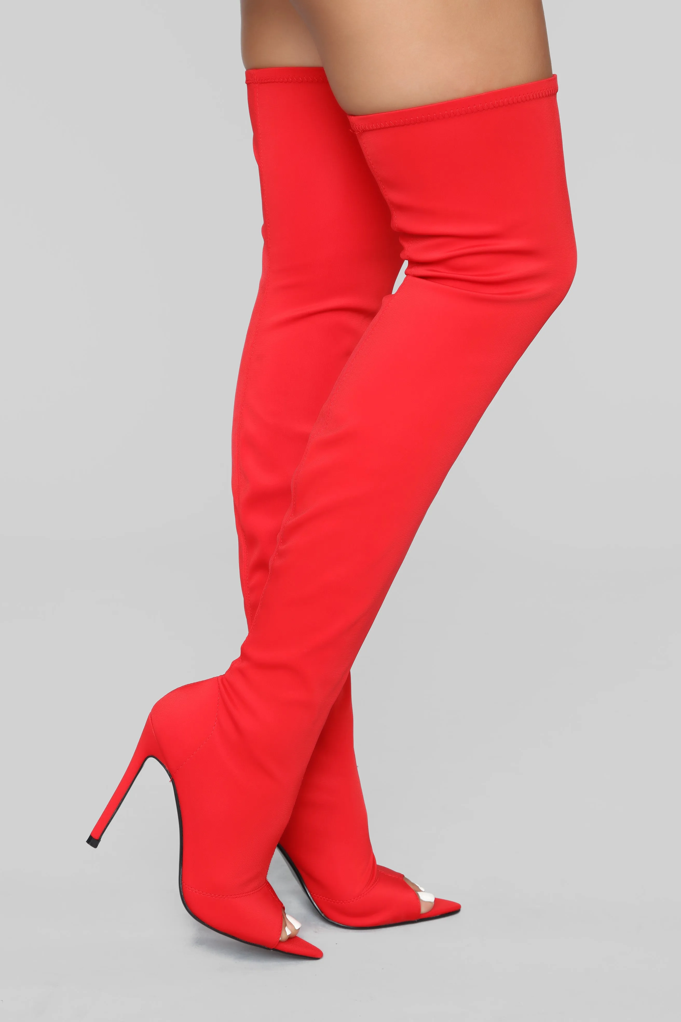Not Much Longer Heeled Boot - Red sold by Fashion Nova