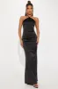 Amelia Satin Maxi Dress - Black sold by Fashion Nova
