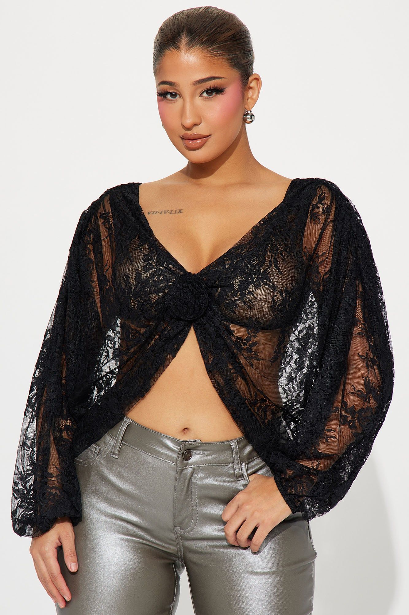 Eloise Lace Blouse Top - Black sold by Fashion Nova