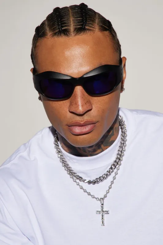 Speed Line Sunglasses - Black/Blue sold by Fashion Nova