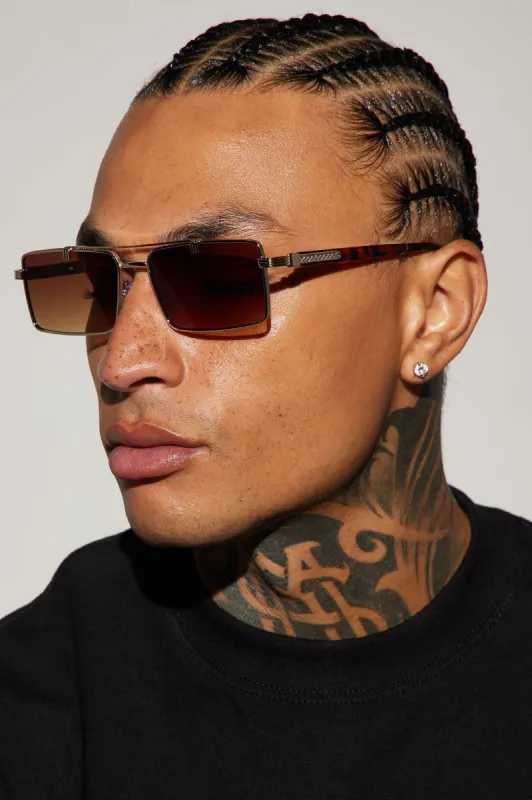 For The Shade Sunglasses - Gold/Brown sold by Fashion Nova