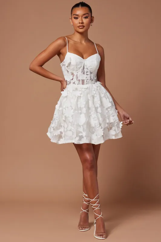 Heidi Embroidered Corset Mini Dress - White sold by Fashion Nova