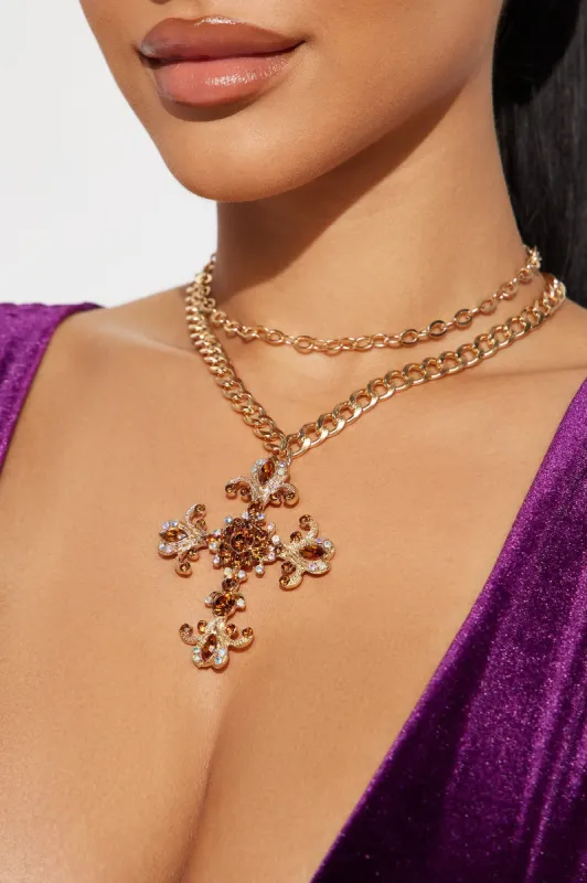 Holy Floral Necklace - Gold/combo sold by Fashion Nova