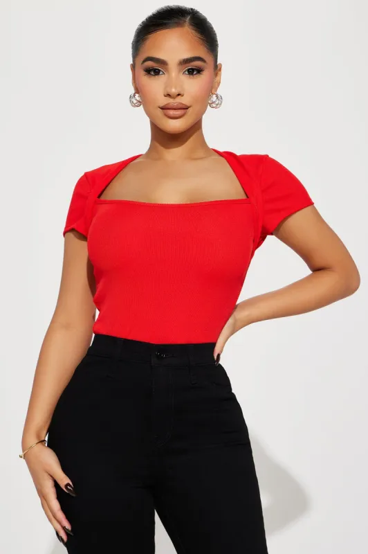Haley Ribbed Top - Red sold by Fashion Nova
