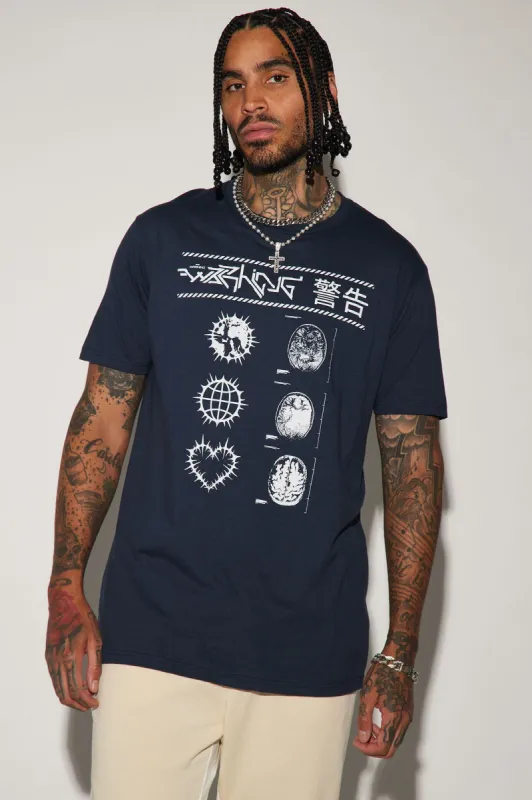 Universal Warning Signs Short Sleeve Tee - Navy sold by Fashion Nova