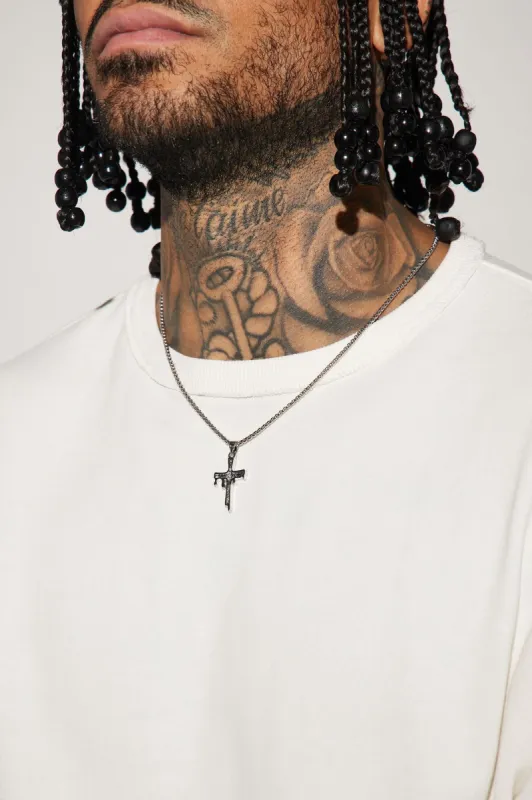 Drippin' Cross Chain Necklace - Silver sold by Fashion Nova