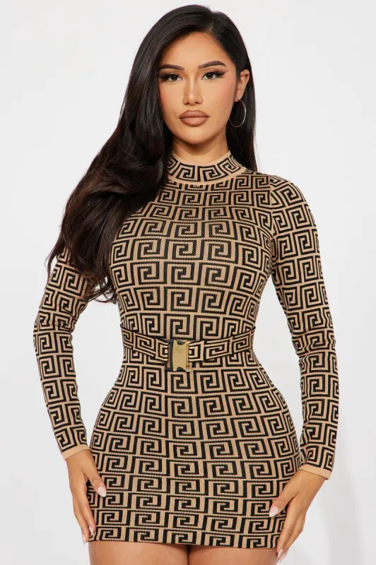 Patricia Sweater Mini Dress - Black/Brown sold by Fashion Nova