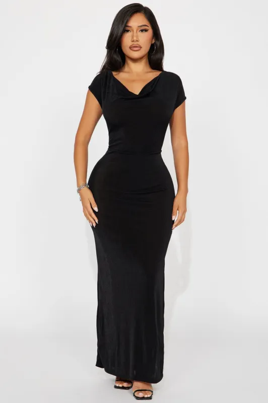 Scarlet Slinky Maxi Dress - Black sold by Fashion Nova