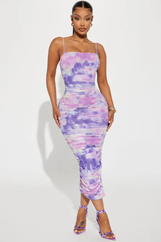 The Hamptons Mesh Midi Dress - Lavender sold by Fashion Nova