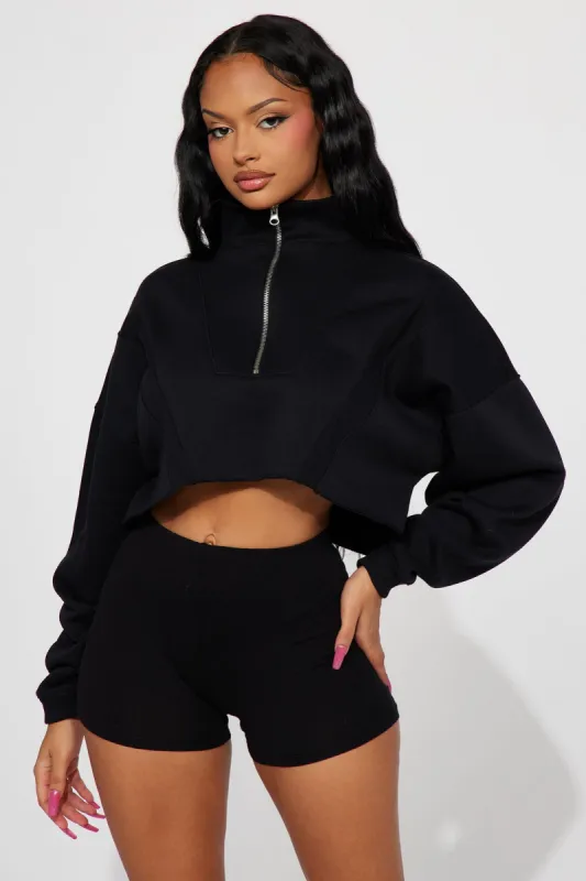 Catch My Vibe Lounge Pull Over  - Black made by Fashion Nova