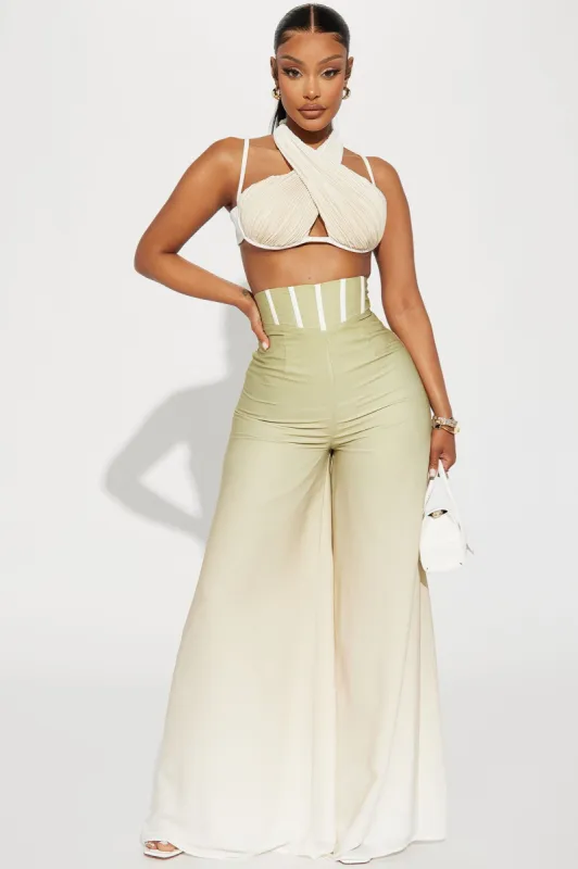 Going With It Pant Set  - Sage/combo sold by Fashion Nova