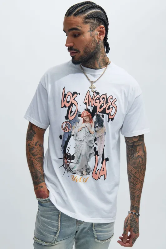 Bless The City Of Angels Short Sleeve Tee - White sold by Fashion Nova