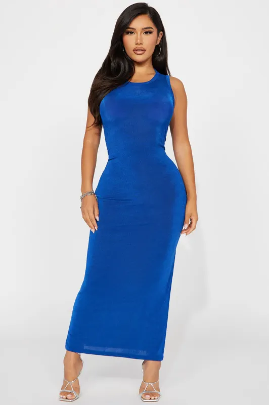 Cierra Slinky Maxi Dress - Royal sold by Fashion Nova