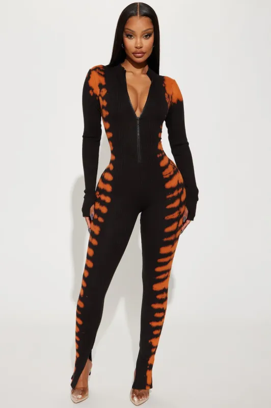 Chase Me Tie Dye Jumpsuit  - Black/combo sold by Fashion Nova