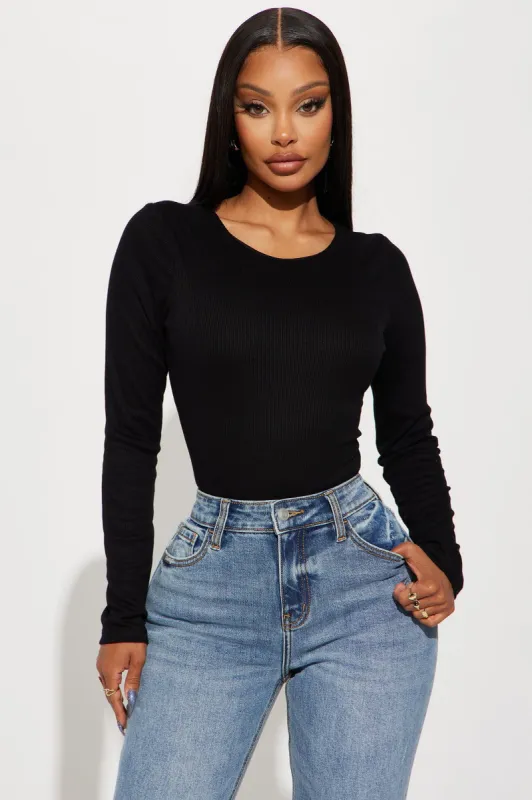 Brandi Long Sleeve Top - Black sold by Fashion Nova