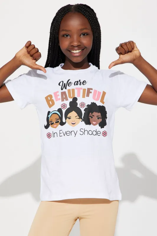 Mini We Are Beautiful In Every Shade Tee II - White sold by Fashion Nova