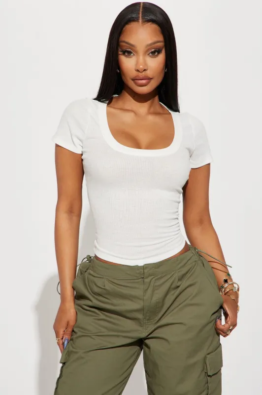 Delilah Ribbed Basic Tee - White sold by Fashion Nova