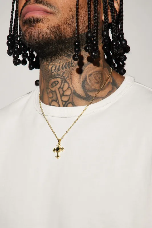 Onyx Cross Chain Necklace - Gold sold by Fashion Nova