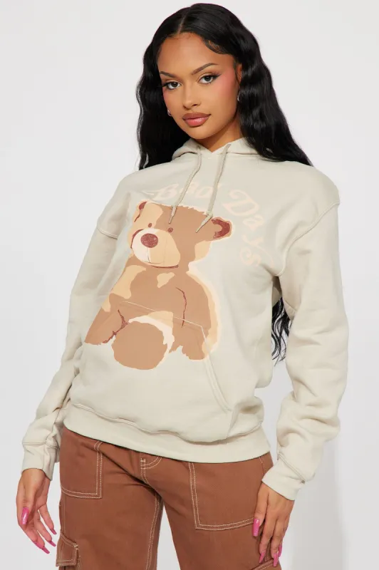 No Bad Days Teddy Bear Hoodie - Taupe made by Fashion Nova