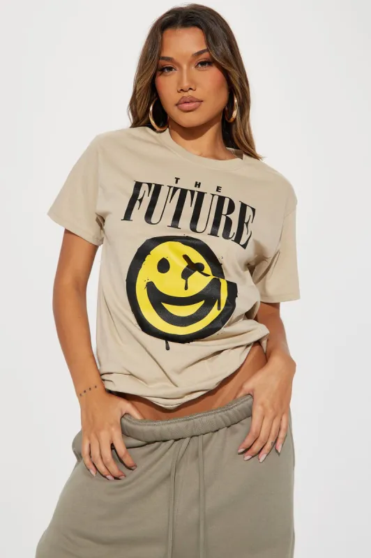 The Future Is Me Graphic Tee - Taupe sold by Fashion Nova