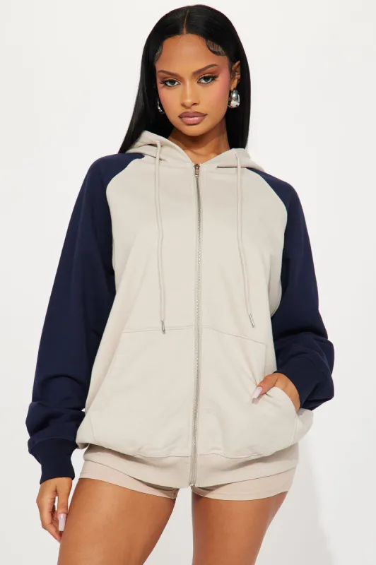 Wrenley Lounge Colorblock Oversize Hoodie - Taupe/combo made by Fashion Nova