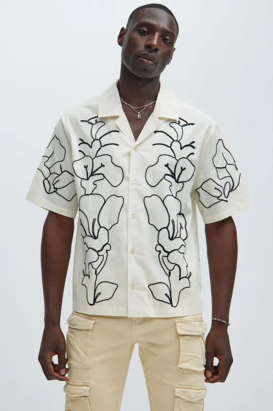 Faunce Embroidery Shirt - Cream sold by Fashion Nova