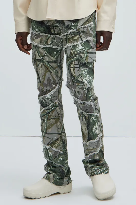 Simi Fray Cargo Stacked Skinny Flare Pants - Camouflage sold by Fashion Nova