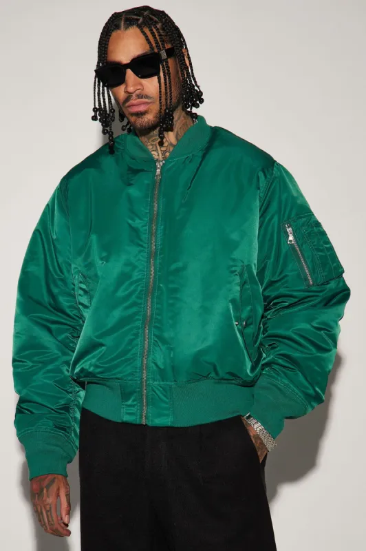 Cameo Flight Bomber Jacket - Kelly Green made by Fashion Nova