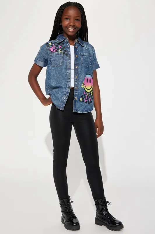 Mini Heart Me PU Legging - Black sold by Fashion Nova