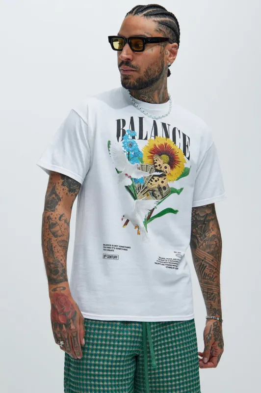 Balance Your Life Short Sleeve Tee - White sold by Fashion Nova